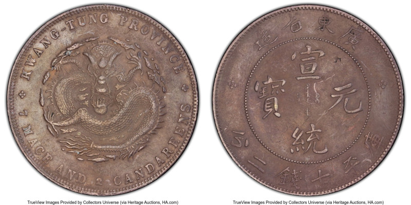 Kwangtung. Hsüan-t'ung Dollar ND (1909-1911) XF Details (Chop Mark) PCGS, KM-Y20...