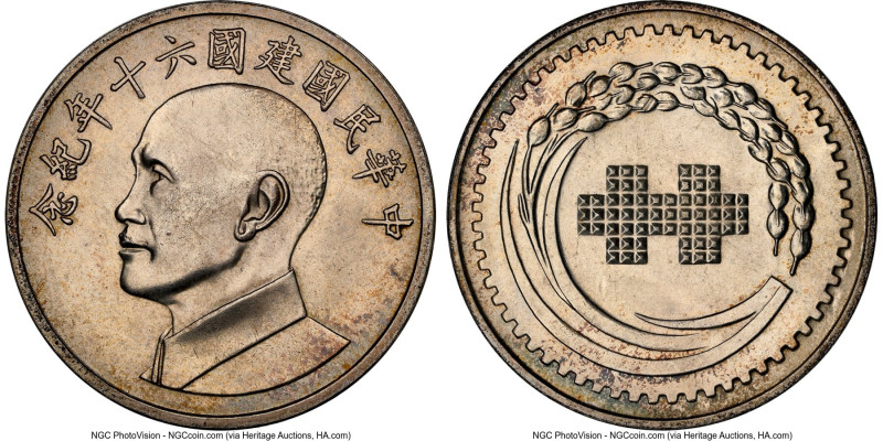 Taiwan. Republic silver "Chiang Kai-shek - 60th Anniversary of the Republic" Med...