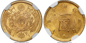 Meiji Pair of Certified gold Yen Year 4 (1871) NGC, 1) gold "High Dot" Yen Year 4 (1871) MS62. Ministry of Finance. 2) gold "High Dot" Yen Year 4 (187...