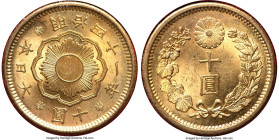 Meiji gold 10 Yen Year 41 (1908) MS63 NGC, Osaka mint, KM-Y33, JNDA-01-7. Housed in the Ministry of Finance red-insert plastic case that was then grad...