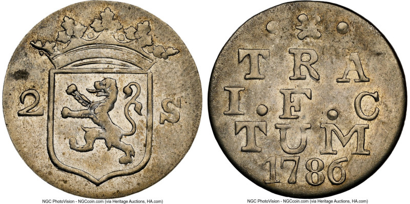 British Administration "Utrecht Imitative" 2 Stuivers 1786-Dated MS64 NGC, Birmi...