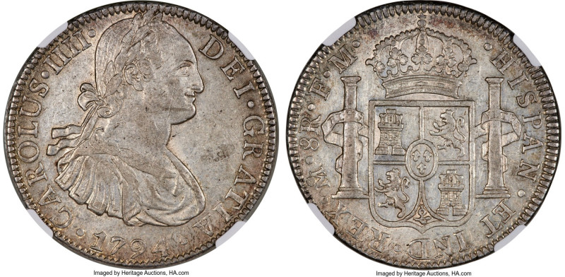 Charles IV 8 Reales 1794 Mo-FM AU55 NGC, Mexico City mint, KM109, Cal-956. HID09...