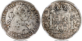 3-Piece Lot of Certified Chopmarked 8 Reales NGC, 1) Charles III 8 Reales 1786 Mo-FM Details (Chopmarked) NGC, KM106.2a 2) Charles III 8 Reales 1775 M...