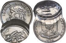 Republic Mint Error Double Struck - 2nd Strike Off-Center Sentimo 1974 MS67 NGC, Manila mint, KM196. A wonderful error with major eye appeal. HID09801...
