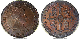 Isabel II 8 Maravedis 1836 AU Details (Cleaning) PCGS, Segovia mint, KM512.3. HID09801242017 © 2023 Heritage Auctions | All Rights Reserved