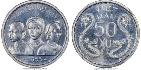 South Vietnam. Democratic State 3-Piece Lot of Certified aluminum Essai Issues 1953 NGC, 1) 50 Xu - MS65, Lec-14 2) 20 Su - MS66, Lec-11 3) 10 Su - MS...