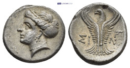 Paphlagonia, Sinope.Hemidrachm (14mm, 2.78 g) (Circa 330-250 BC). Head of nymph left, with hair in sakkos. Rev: ΣΙ - ΝΩ. Eagle facing, head left, wing...