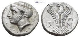 Paphlagonia. Sinope circa 330-250 BC. Hemidrachm AR (15mm., 3,0 g). Head of nymph left, with hair in sakkos / ΣINΩ, eagle facing, head left, with wing...