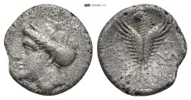 Paphlagonia. Sinope circa 330-250 BC. Hemidrachm AR (14mm. 2.83 g). Head of nymph left, with hair in sakkos / ΣINΩ, eagle facing, head left, with wing...