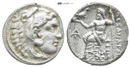 Kingdom of Macedon, Alexander III the Great (336-323 BC). AR drachm (17mm, 4.48 g). Posthumous issue of Magnesia, ca. 319-305 BC. Head of Heracles rig...