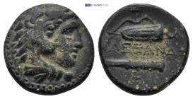 KINGS of MACEDON (16mm, 4.74 g) Philip III Arrhidaios. 323-317 BC. AE Unit. (16mm, 4.74 g) In the name of Alexander III. Obv: Head of Herakles right, ...