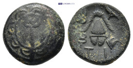 KINGS oF MACEDON. Alexander III the Great. 336-323 B.C. AE (15mm, 4.0 g) Half unit Posthumous civic issue. Sardes mint, struck 323-319 B.C. Macedonian...