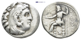 Kingdom of Macedon, Philip III Arrhidaios AR Drachm. (11mm, 4.34 g) In the types of Alexander III. Sardes, circa 323-322 BC. Head of Herakles to right...