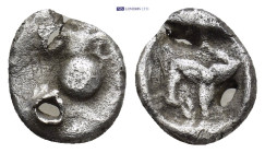 PAMPHYLIA, Aspendos (Circa 465-430 BC.) AR Obol. (9mm, 0.95 g) Obv: Vase. Rev: Triskeles within incuse square.