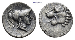 PAMPHYLIA. Side. (3rd-2nd centuries BC). AR Obol. (10mm, 0.58 g) Helmeted head of Athena right. Rev: Head of lion left with open mouth.