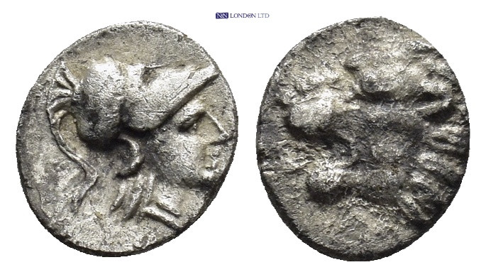 PAMPHYLIA. Side. (3rd-2nd centuries BC). AR Obol. (9mm, 0.6 g) Helmeted head of ...