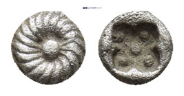 Ionia, uncertain mint AR Tetartemorion. (4mm, 0.14 g) Circa 510-494 BC. Rosette with central pellet / Stellate pattern of five pellets within quadrilo...