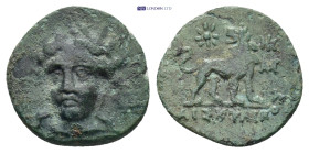 Ionia, Miletos. Circa 260-220 BC. AE. (1.58 Gr. 14mm.)
 Laureate and draped bust of Apollo facing slightly left 
Rev. Magistrate's name beneath-before...