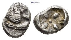 Ionia, Miletos AR Obol, c. 525-475 BC AR Obol (10mm. 1.23 g). c. 525-475 BC. Obv. Forepart of lion left. Rev. Stellate pattern in incuse square.