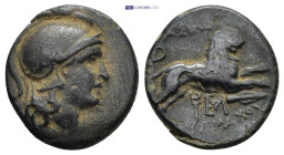 KINGS OF THRACE. Lysimachos (305-281 BC). Lysimacheia. AE. (4.55 Gr. 17mm.)
 Head of Athena to right, wearing crested Attic helmet. 
Rev. Lion leaping...