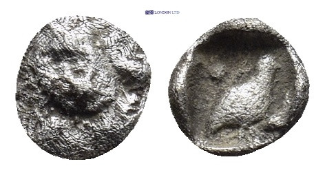 CARIA, Mylasa. Circa 420-390 BC. AR Tetartemorion (5mm, 0.27 g). Forepart of lio...