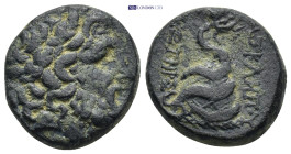MYSIA. Pergamon. Ae (20mm, 11.0 g) (Mid-late 2nd century BC). Obv: Laureate head of Asklepios right. Rev: ΑΣΚΛΕΠΙΟΥ / ΣΩΤΗΡΟΣ. Serpent coiled around o...