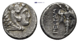Mysia, Pergamon AR Diobol. (10mm, 1.26 g) Circa 310-282 BC. Head of Herakles right, wearing lion skin / Athena Pallas standing facing.