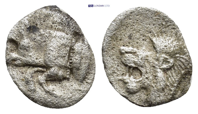 Mysia. Kyzikos circa 450-400 BC. Obol AR (12mm, 0,66 g) Forepart of boar to left...