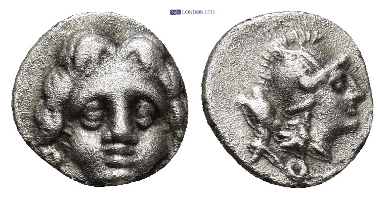 PISIDIA, Selge (Circa 350-300 BC) AR Obol (9mm, 0.9 g) Obv: Facing gorgoneion. R...