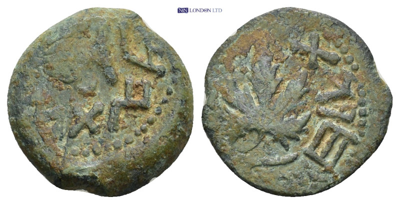 JUDAEA. First Jewish War. Year 2 (67 AD). Æ Prutah (2.78Gr. 15mm.). Amphora. / V...