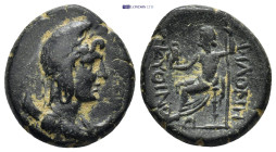 PHRYGIA. Philomelion. AE (After 133 BC). (19mm, 6.16 g) Laureate and draped bust of Men on crescent right, wearing phrygian cap. Rev. Zeus Aetophoros ...