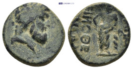 Phrygia, Akmoneia. Ae, (16mm, 3.79 g) 1st century BC. Timotheos Menela, magistrate. Obv: Head of Zeus right, wearing oak wreath. Rev: AKMONE TIMOΘEOY ...