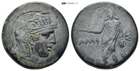PONTOS, Amisos. Circa 85-65 BC. Struck under Mithradates VI. AE (27mm, 17.1 g) Helmeted head of Athena right Rev.Perseus standing facing, holding [har...