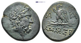 PONTOS. Amaseia . Time of Mithradates VI Eupator (circa 85-65 BC) AE Bronze (21mm, 7.1 g) Obv: Laureate head of Zeus right Rev: AMAΣΣEIAΣ, eagle stand...