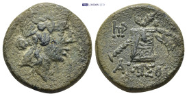 PONTOS. Amisos. (22mm, 8.78 g) Ae (85-65 BC). Mithridatic war issue. Obv: Head of Dionysos right, wearing ivy wreath. Rev: AMIΣOY. Thyrsos leaning aga...