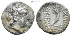 Seleukid Kings of Syria, imitation of Demetrios I Soter AR Drachm. (17mm, 4.02 g) Middle-Late 2nd Century BC. Diademed head right within dotted border...