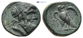 Kings of Galatia. Deiotaros 62-40 BC. Bronze Æ (17mm., 4.59 g). Laureate head of Zeus right / Eagle standing left on thunderbolt, head right; APTH mon...
