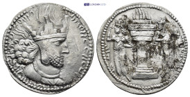 SASSANIAN EMPIRE. Shahpur I, A.D. 240-272. AR Drachm, (26mm, 3.78 g) Mint I ("Ctesiphon"), ca. A.D. 260-272. Obverse: Bust of Shahpur I right, wearing...