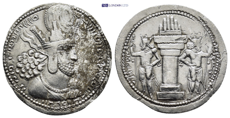 SASSANIAN EMPIRE. Shahpur I, A.D. 240-272. AR Drachm, (27mm, 4.22 g) Mint I ("Ct...