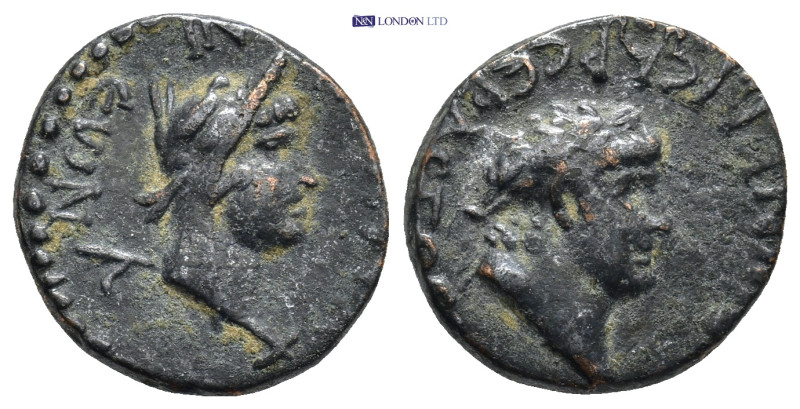 LYCAONIA, Iconium. Nero. AD 54-68. Æ (18mm, 4.8 g). Struck AD 62-65. Veiled head...