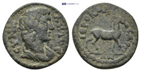 Lydia, Hierocaesarea. Pseudo-autonomous issue under Roman rule. 1st - 2nd century A.D. AE (2.5 Gr. 16mm.) CYNK-ΛHTOC, draped bust of The Senate right ...