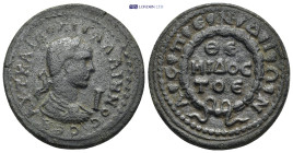 PAMPHYLIA. Aspendos. Gallienus (253-268). AE. (22.6 Gr. 31mm.)
Laureate, draped and cuirassed bust right; I in front. 
Rev: ACΠENΔIΩN. ΘEMIΔOC TO E in...