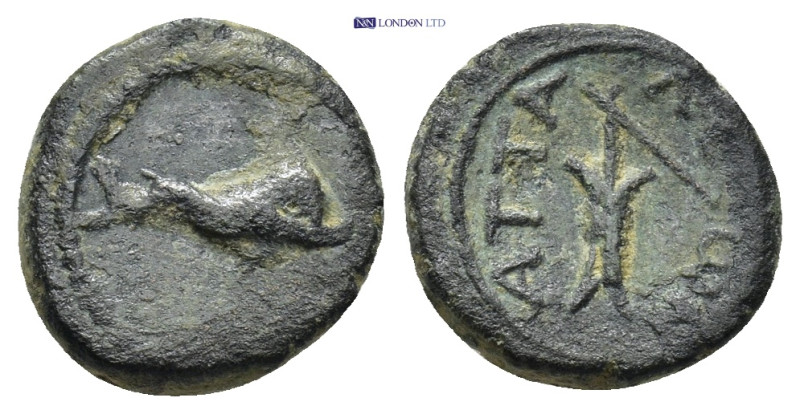 PAMPHYLIA. Attaleia. Pseudo-autonomous, 1st century AD AE (2.18 Gr. 12mm.) 
 Dol...