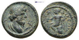 PAMPHYLIA. Attaleia. Pseudo-autonomous. AE (Circa 2nd-3rd centuries AD). AE (4 Gr. 16mm.)
 Diademed and draped bust of Poseidon right, holding trident...