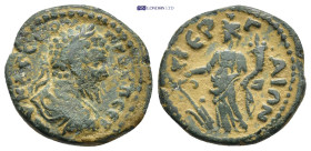 PAMPHYLIA. Perge. Septimius Severus (193-211). Ae. (19mm, 4.75 g) Obv: AY KAI CEΠ CEOYHPOC ΠEPΓ. Laureate, draped and cuirassed bust right. Rev: ΠEPΓA...