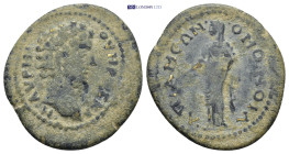 PHRYGIA, Apameia. Marcus Aurelius. As Caesar, AD 139-161. (5.31 Gr. 26mm.)
 Bare head right 
Rev. Homonoia, veiled, standing left, extending left hand...