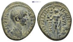PHRYGIA, Laodikeia ad Lycum. Nero, 54-68 AD. AE. (4.02 Gr. 20mm.). 
Bare head of Nero, right. 
Rev. Zeus Laodikeios standing left, holding eagle and s...