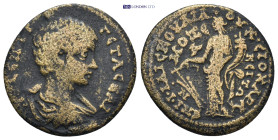 PHRYGIA. Apameia. Geta, As Caesar, 198-209. AE. (5.68 Gr. 24mm.)
Bare-headed, draped and cuirassed bust of Geta to right. 
Rev. Tyche standing left, h...