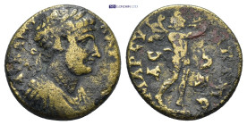 PHRYGIA. Apameia. Hadrian, 117-138. AE (3.33 Gr. 17mm.)
 Laureate, draped and cuirassed bust of Hadrian to right. 
Rev. Marsyas advancing to right, pl...