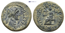 PHRYGIA. Hierapolis. Agrippina II (Augusta, 50-59). Ae. Magytes, magistrate. Obv: AΓPIΠΠΕINA ΣΕBAΣTH. Draped bust right. Rev: MAΓVTHΣ NΕΩTΕPOΣ IΕPAΠOΛ...